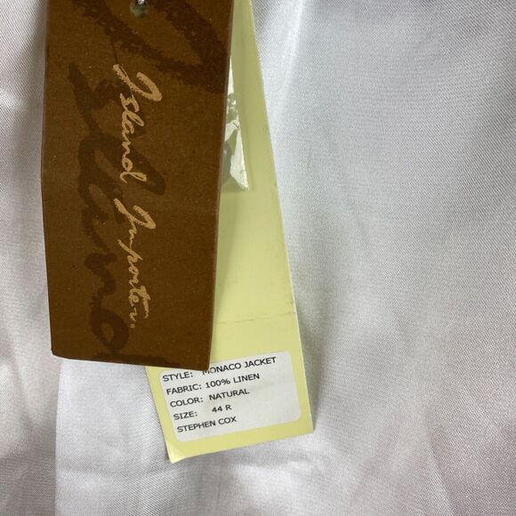 Island Importer Mens Natural Linen Blazer Jacket Monaco 44 Reg Two Button NWT - Picture 11 of 12